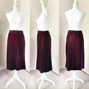 Wine Accordion Midi Skirt